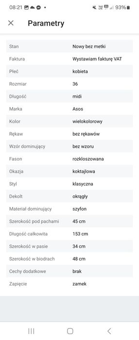 Asos Sukienka druhna studniówka maxi 36 dekolt z tyłu