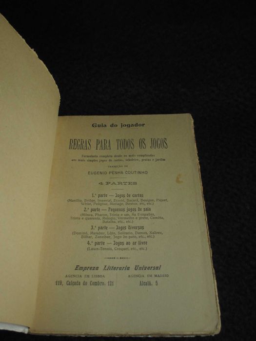 Livro Guia do Jogador Regras para todos os jogos 1913