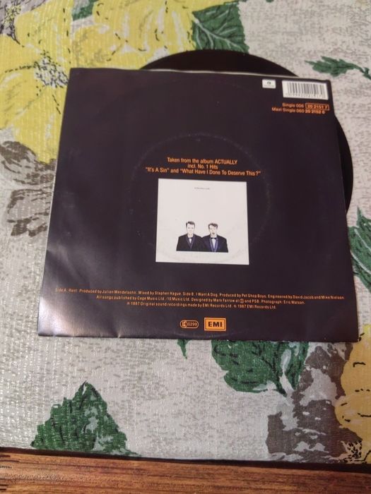 Pet Shop Boys - Rent, 7"singiel winylowy