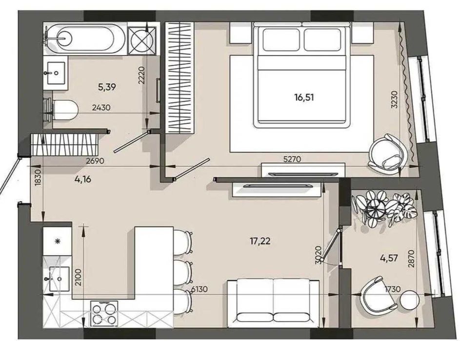 Продаж 1 кім. квартири , 47.82 м2 , ЖК ORLAN RESIDENTS , вул.Пластова,4 _Без комісії