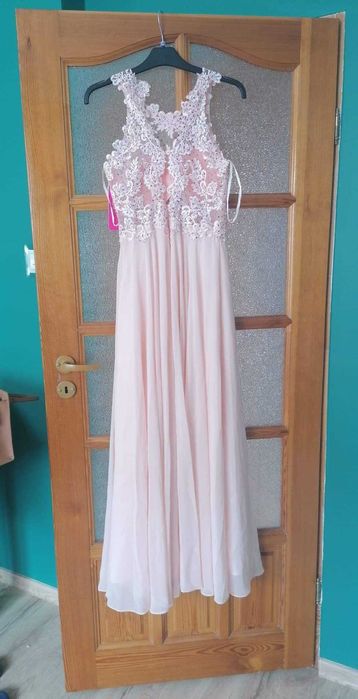 Suknia pudrowy róż rozmiar 36