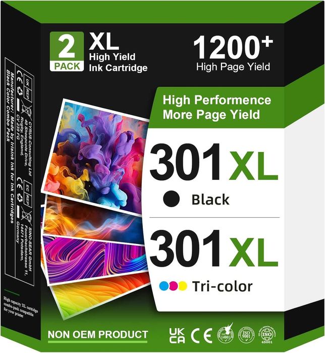 2 Tinteiros Compativeis, HP 301 XL Preto + Cor PORTES GRATIS