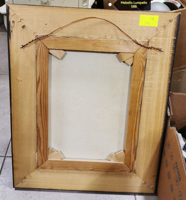 Obraz kwiaty białe czerwone bukiet w drewnianej ramie sygnowany 588