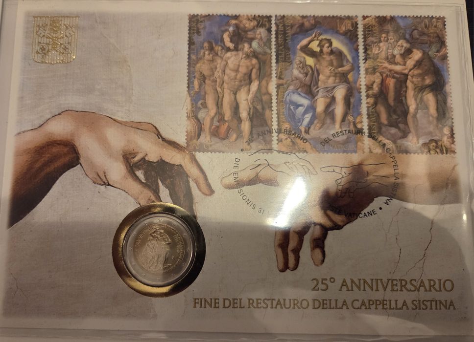 Moeda 2 Euros Aniversário Restauro da Capela Sistina Vaticano 2019