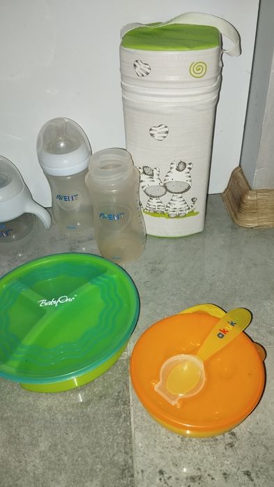 Butelki Avent, termos, miseczki zestaw