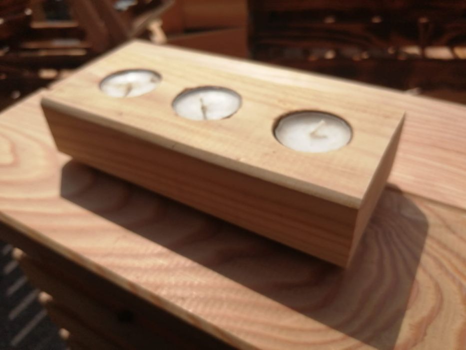 Świecznik drewniany, świeczniki , podgrzwacz