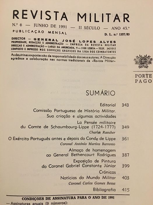 Revista Militar. Ourique. Conde Lippe. Ordem Avis. Invencível Armada