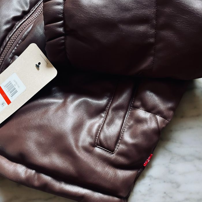 M L 46 48 Levis пуховик куртка парка шкіряна коричневая женская жіноча