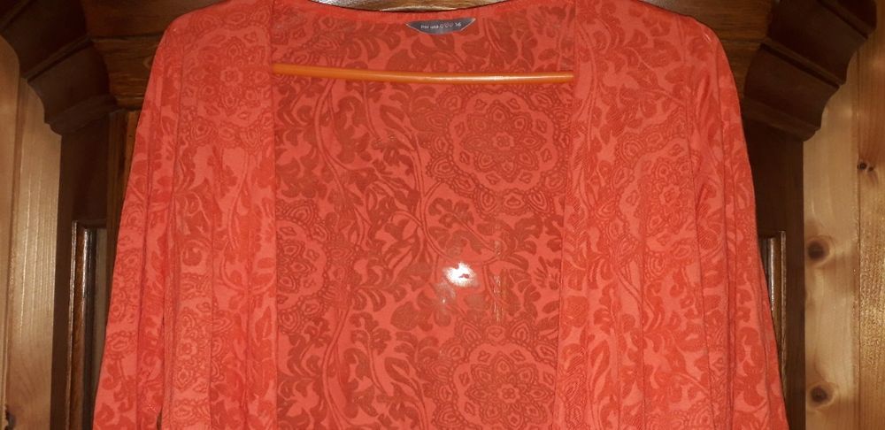 Narzutka 36 s 38 m sweter wiązany per uno pomarańczowa blezer 40 xl 16