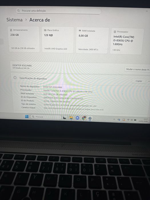 Portátil HP EliteBook 840 G6 – Windows 11 Pro  Venda Urgente.