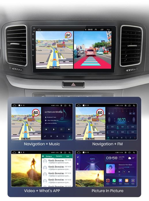 Rádio Android 9" VW Sharan Seat Alhambra 2012-18 GPS Carplay Wi-Fi BT