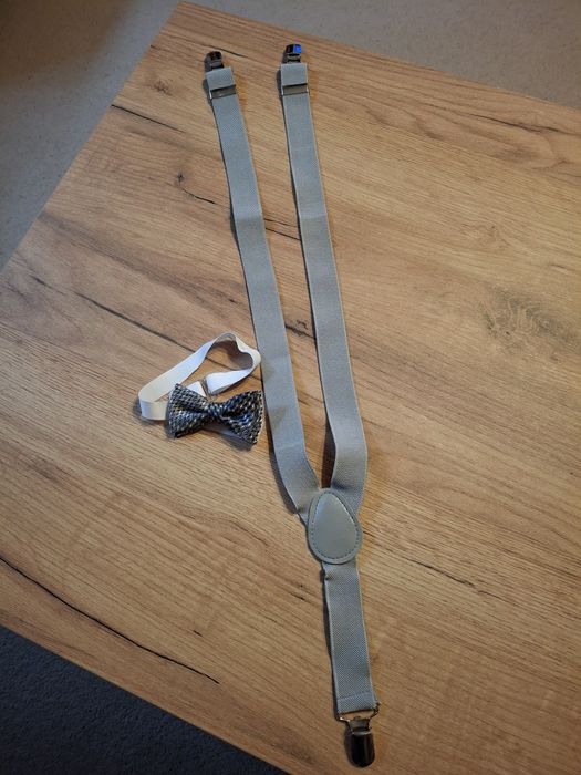 Szelki i muszka - szare