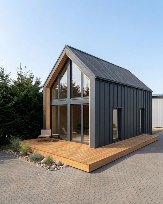 Dom z antresolą lub poddaszem 60m2 SSZ - PROMOCJA do końca lipca  - wolna bryła domu prefabrykowanego od reki GOTOWA