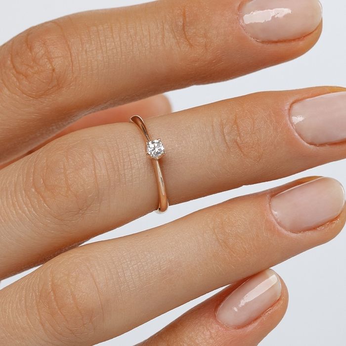 Sova Каблучка з білого золота з діамантом The One Diamond