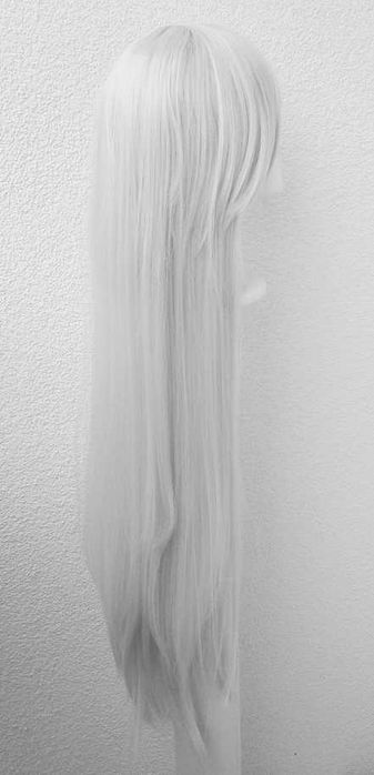 Szara jasna długa 100cm peruka z grzywką szary długi cosplay wig