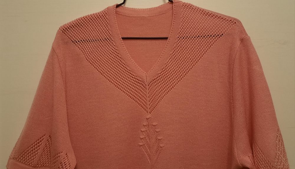 Bluzka ażur pudrowy róż 48 4 XL
