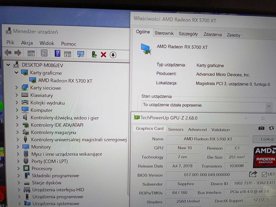 SAPPHIRE RX5700XT 8GB GDDR6 - pudło, bdb stan!