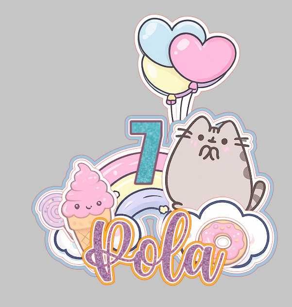 topper na tort kotek pusheen