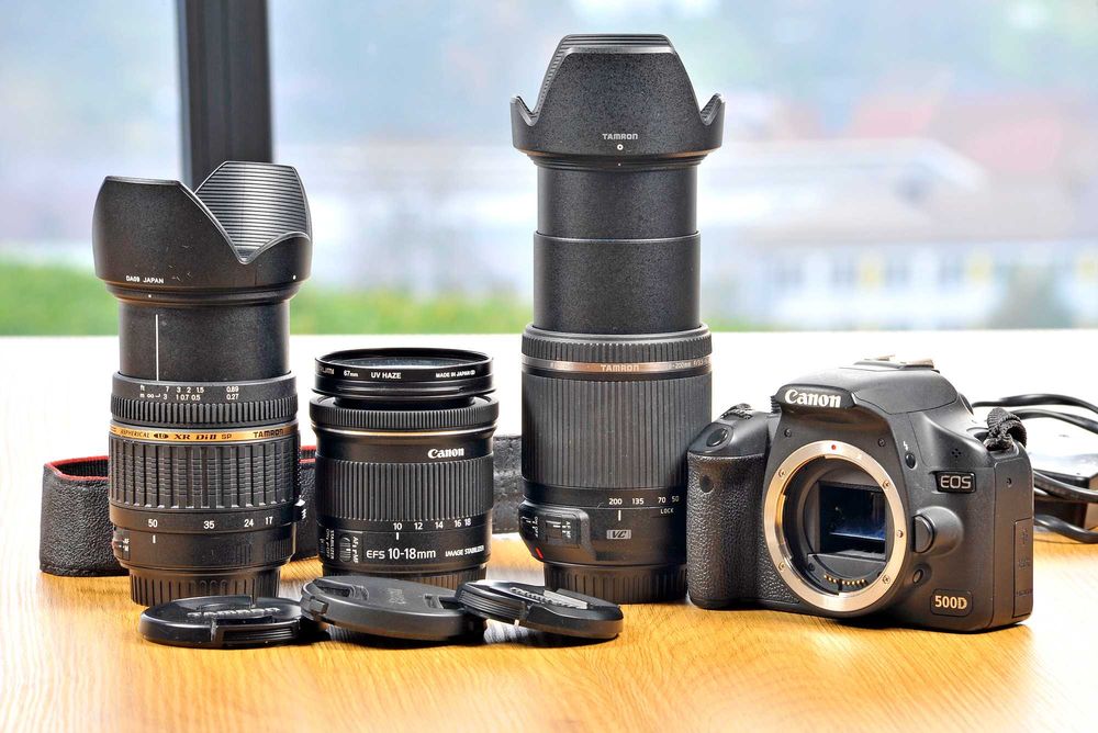 Canon EOS 500D + 3 obiektywy + akcesoria – kompletny zestaw foto