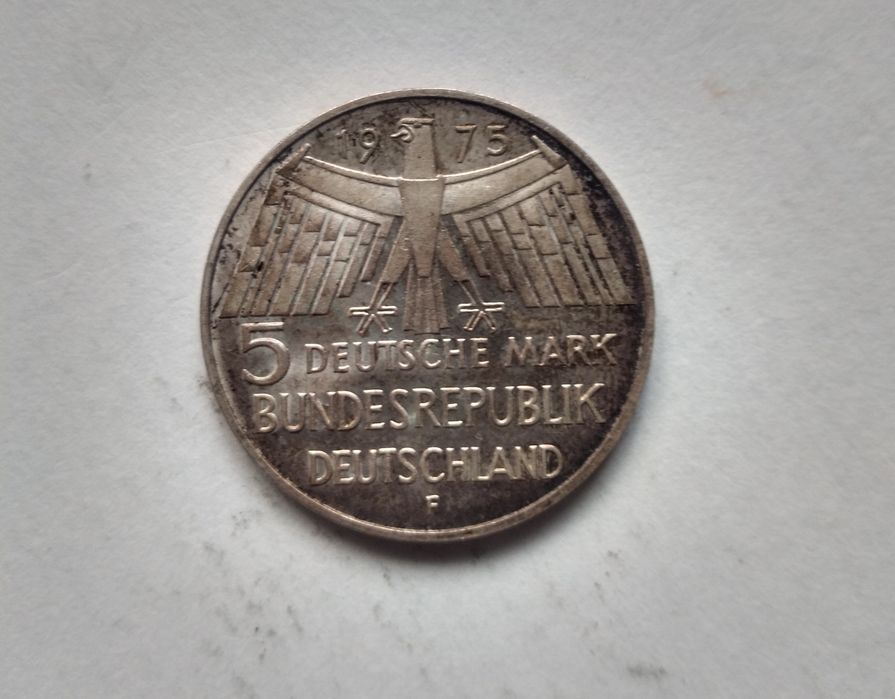 Niemcy, 5 marek, 1975 F - Rok Ochrony Zabytków.