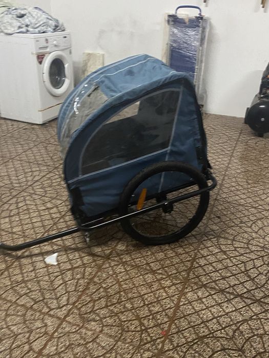 Reboque de Bicicleta para Crianças com 2 Lugares azul
