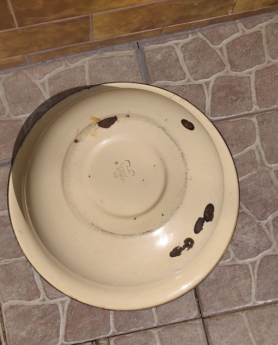 Велика миска поднос металева емальована