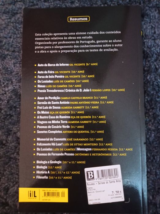 Livros resumos de português