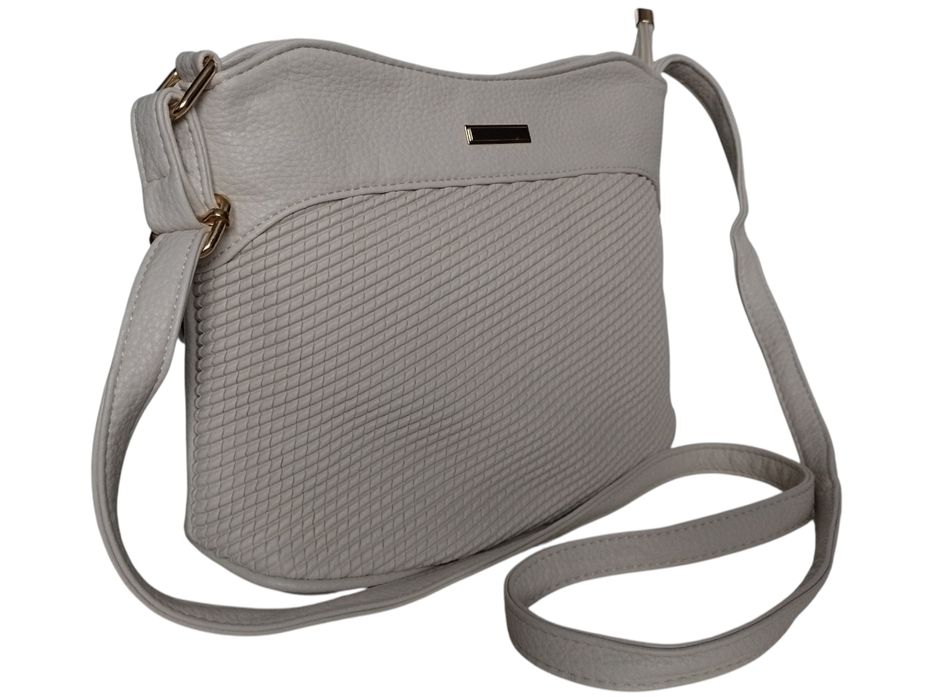 Beżowa Mała Listonoszka Damska, Torebka na Ramię, Eko-Skóra