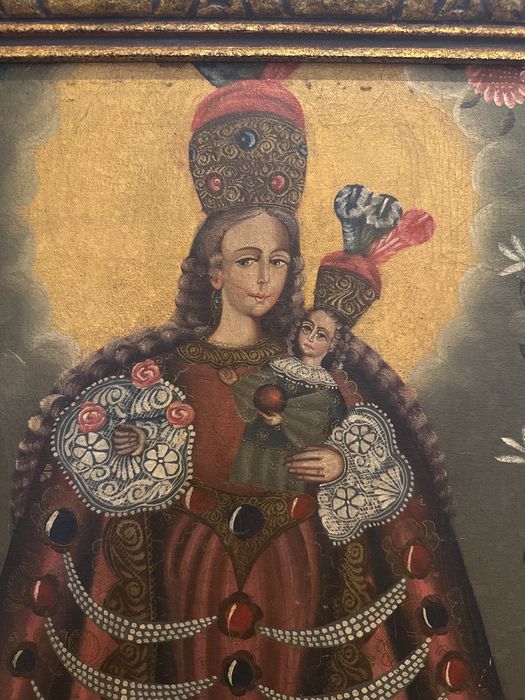 Quadro tela antiga com moldura madeira maciça