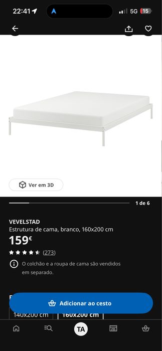 Cama com estratos ikea com colchão de molas 1.60 por 2.00