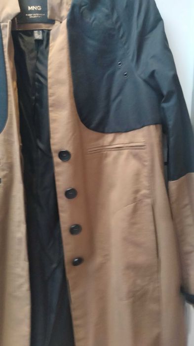 Jaqueta comprida mango algodao, blazer e trench