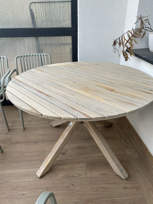 Fuglsand stół ogrodowy 120cm drewniany akacjowe duży okrągły solidny JYSK