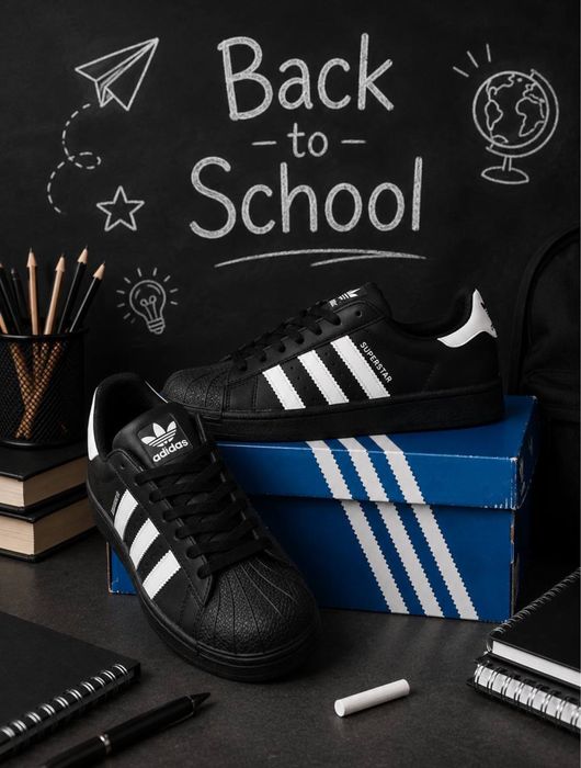 Adidas Superstar кроссовки для школы детские подростковые женские мужские чёрные белые спортивные повседневные 35-41