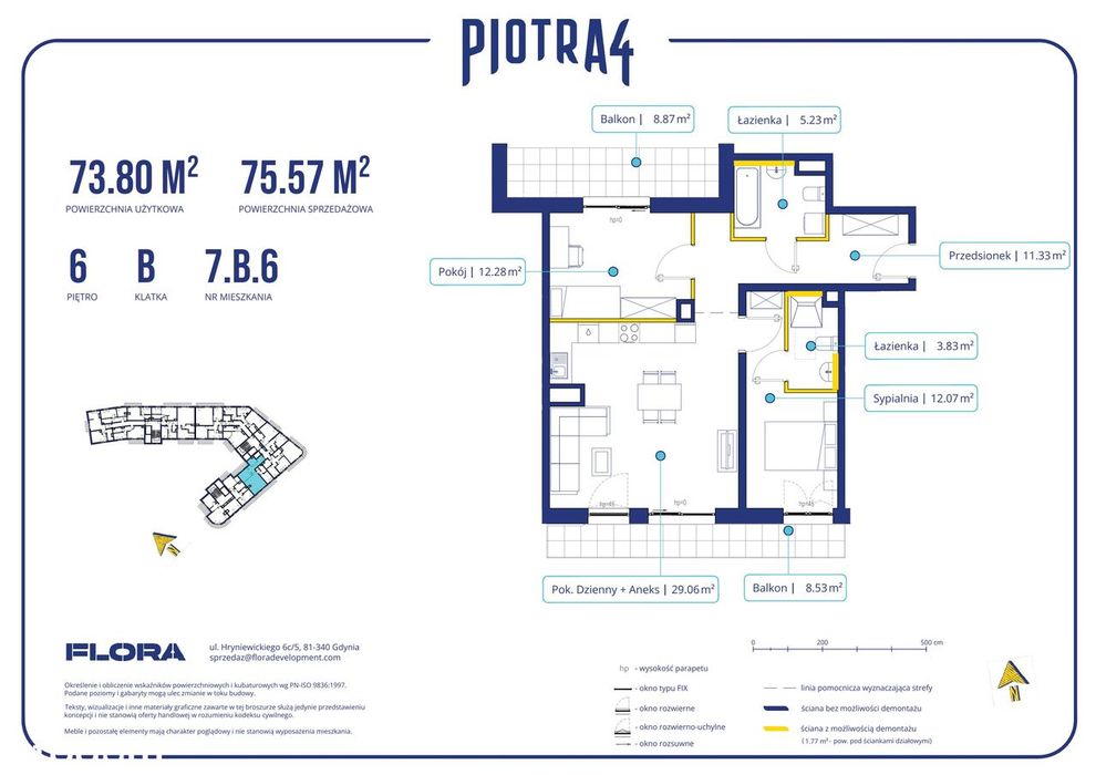 3-pokojowe mieszkanie 73m2 + 2 balkony
