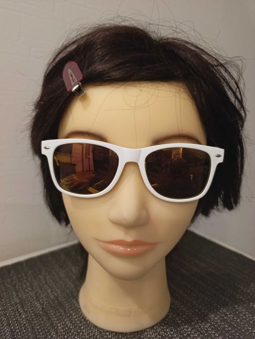 Białe okulary przeciwsłoneczne damskie UV400 retro wayfarer nowe