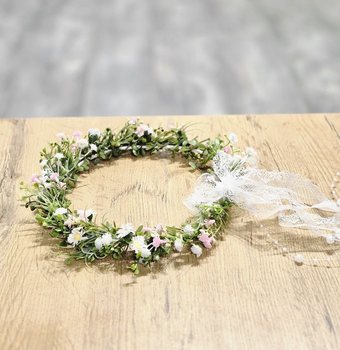 Wianek komunijny jak żywy, polny, styl boho