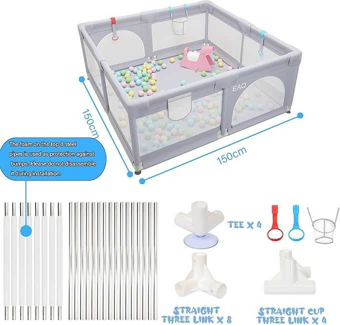 Parque de Atividades para Bébé 150×150 cm – Interior & Exterior