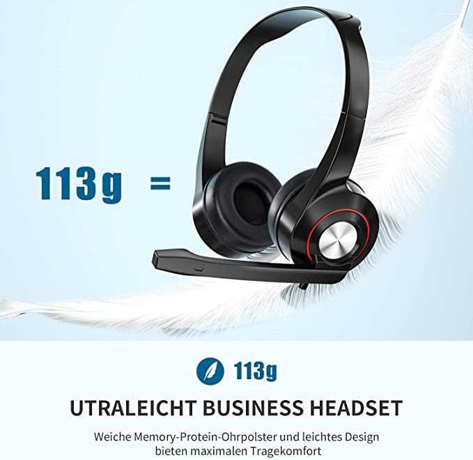 Newaner Auriculares PC com cabo e microfone - como novos