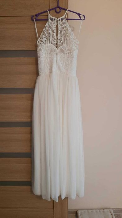 Suknia Ślubna 36/38 Boho - złamana biel