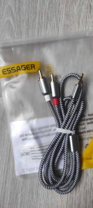 Аудіо кабель, Провід кабель aux jack 3.5mm to 2 x RCA stereo Essager