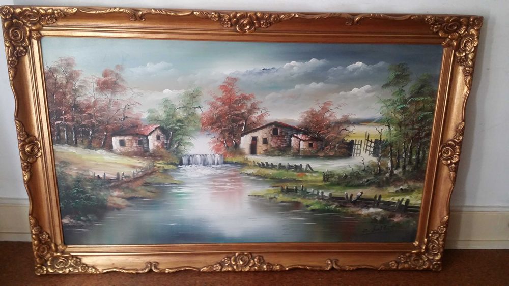 Quadros com estampados a óleo