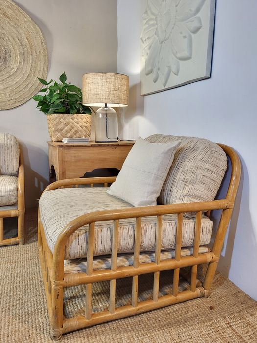 2 poltronas, cadeirao, sofa, bambu, mesa, vintage, rústico