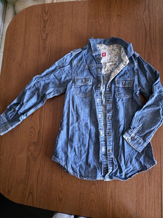 C&A koszulka cienka jeansowa 122-128 dla dziewczynki dziewczęca rozpinana niebieska dłuższa