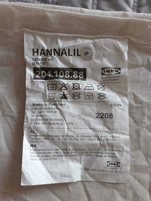 Штора Икеа Ikea Hannalil 145*300 , Majgull серая блекаут 144*247