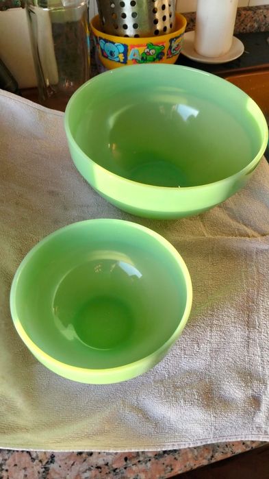Conjunto 2 Taças Vintage Fire-King Jadeite (Anos 40/50) – EUA
