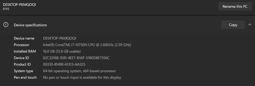 Lenovo Legion 5 81Y6 intel i7-10750H, 16GB RAM, GTX 1660Ti, 1.5 TB SSD