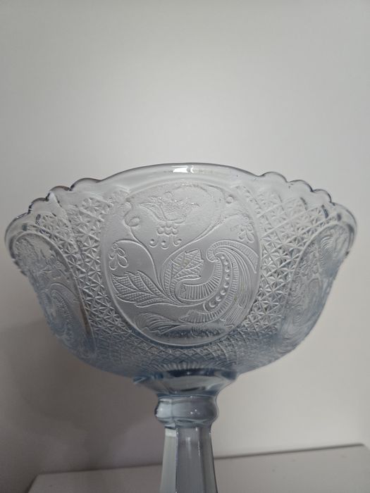 szklana patera owocarka medaliony HSG Ząbkowice błękit