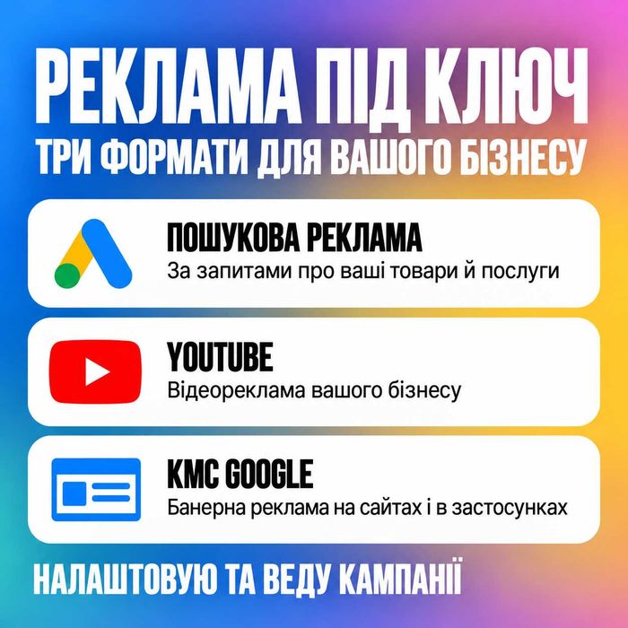 Реклама в Google та YouTube | Ведение под ключ | Реклама в Гугл | Google Ads