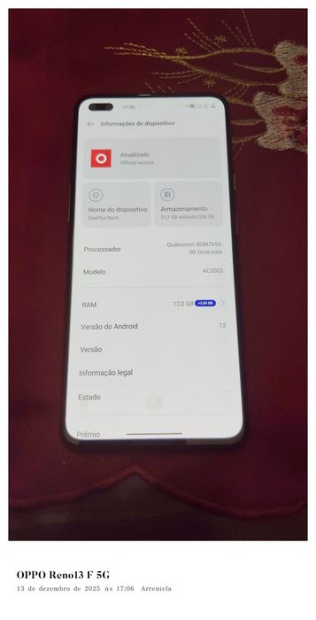 Vendo oneplus Nord 5g 256gb preto