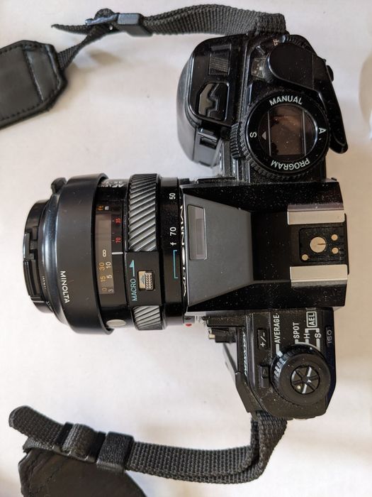 MINOLTA MAXXUM 9000 AF aparat lampa obiektyw pokrowiec motor drive bat